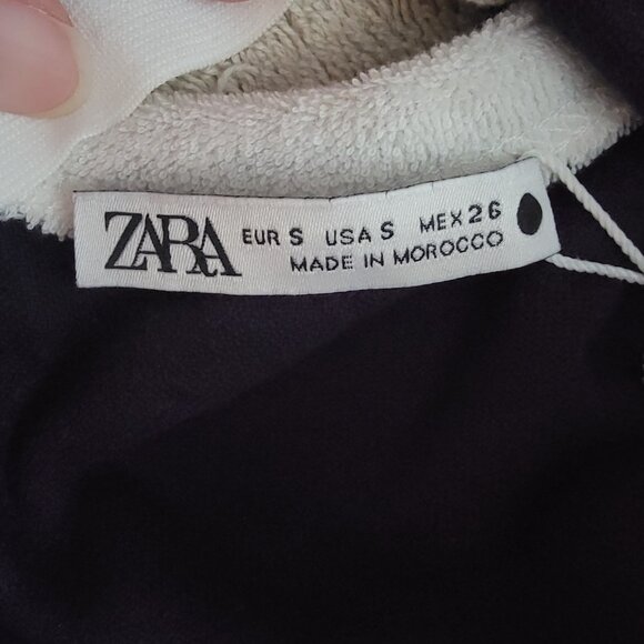 Zara Blue French Terry Crop Top White Trim - Picture 11 of 14